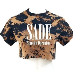 SADE Smooth Operator Acid Washed Cropped Crop Top Band Tee Rock Tee R&B Soul Rap